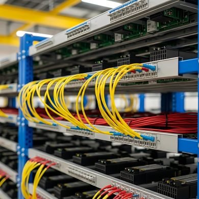 vecteezy data center network rack with fiber optic and ethernet cables 71462591